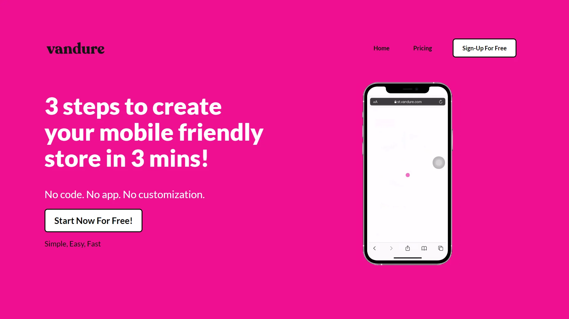 Preview of Vandure website